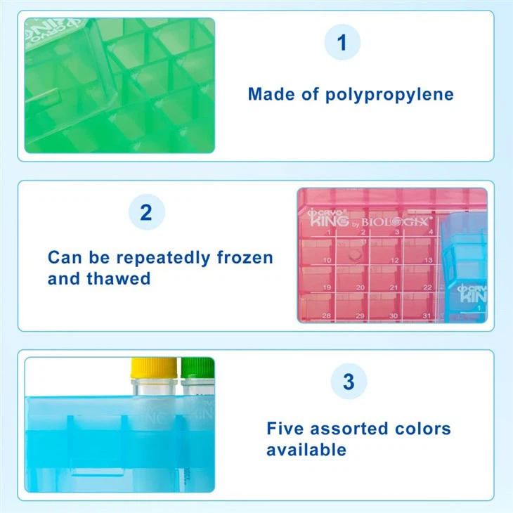 2 Inch 25/81/100well PP Cryobox For Cryogenic Storage